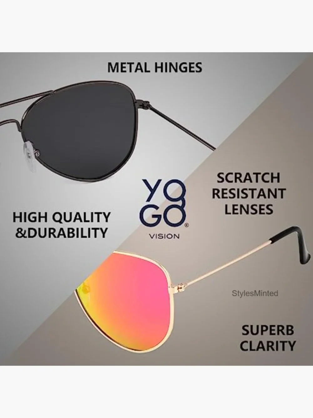 Kids Polarized Aviator Sunglasses 2 Pack UV Protection Lightweight Metal Frame